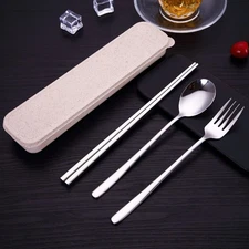 4 Pcs/Set Reusable Utensil Spoon and Chopsticks Camping Utensils