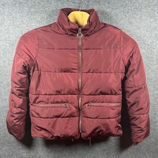 TopShop Maroon Puffer Jacket Women Size 10 Fu...