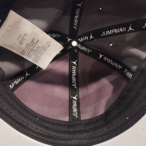 Nike Air Jordan Gray Hat Metal Jumpman Leather Brim Basketball Cap Snap Back - Picture 7 of 9