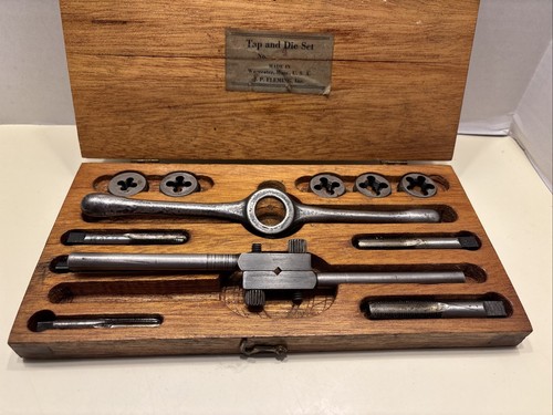 J.P. Fleming Inc. Taps And Die Set No.4 Original Vintage Wood Case .Made In USA - Picture 9 of 15