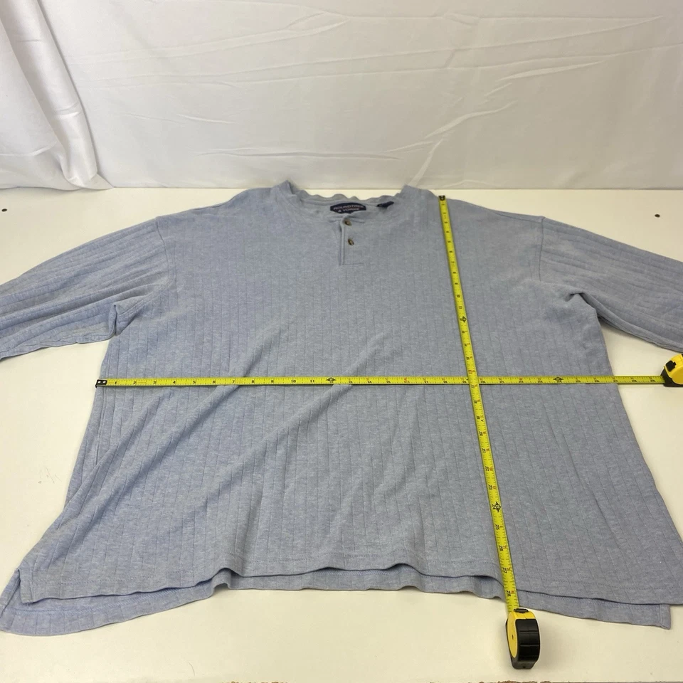 Sudadera Henley ligera gris liso Roundtree & Yorke 2XLT XXLT para hombre Foto 2 de 4