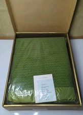 Vintage Bemidji Woolen Mills Northernaire Avocado Green Blanket 80 x 90 In Box!