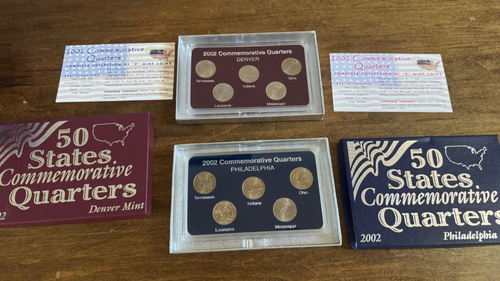 2002 50 STATES COMMEMORATIVE QUARTER SET LOT PHILADELPHIA & DENVER MINT - Picture 1 of 7