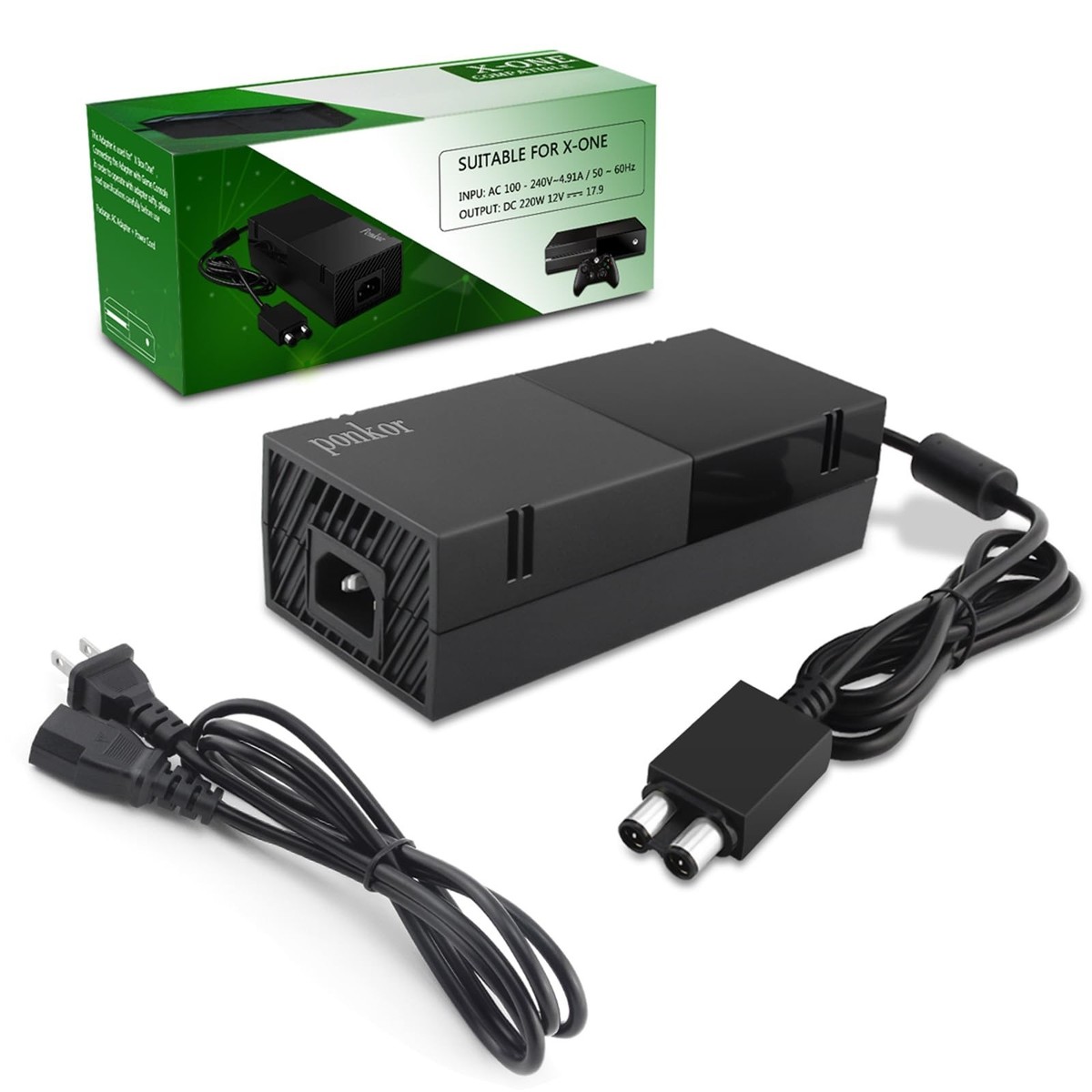 Ponkor Power Supply for Xbox One, AC Cord Replacement Power