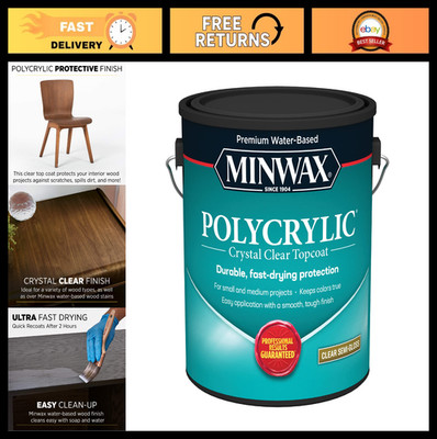 Clear Polycrylic Protective Finish - 1 Gallon Water-Based Semi-Gloss Coating