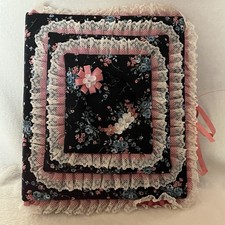 Vtg 3 Ring Binder Photo Album Cover Hand Made Cottage Core Padded Fabric Floral