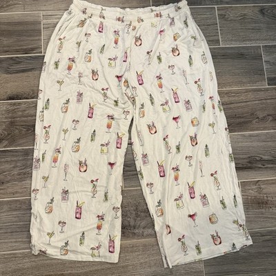 Soma XL Cool Nights PJ Crop Pants - Drink On Me Cocktail Pajama Women s Soft