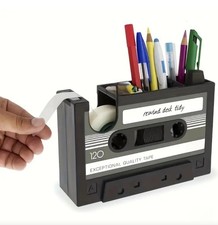 80s Style Vintage Cassette Tape Desk Organiser Tape Dispenser Pen HolderUK New