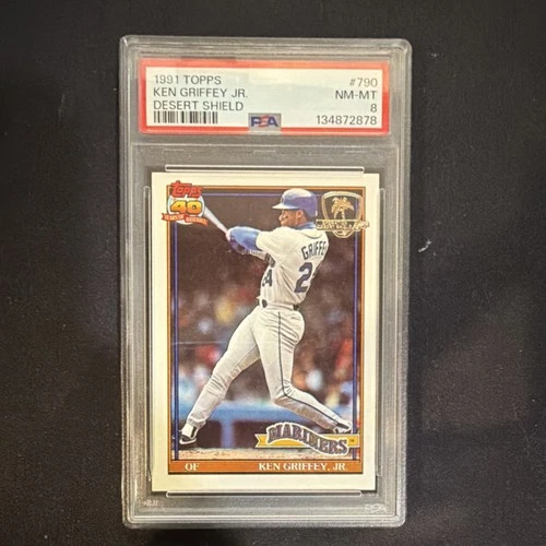 Topps 1991 Ken Griffey Jr #790 Operation Desert Shield PSA 8 Seattle Mariners