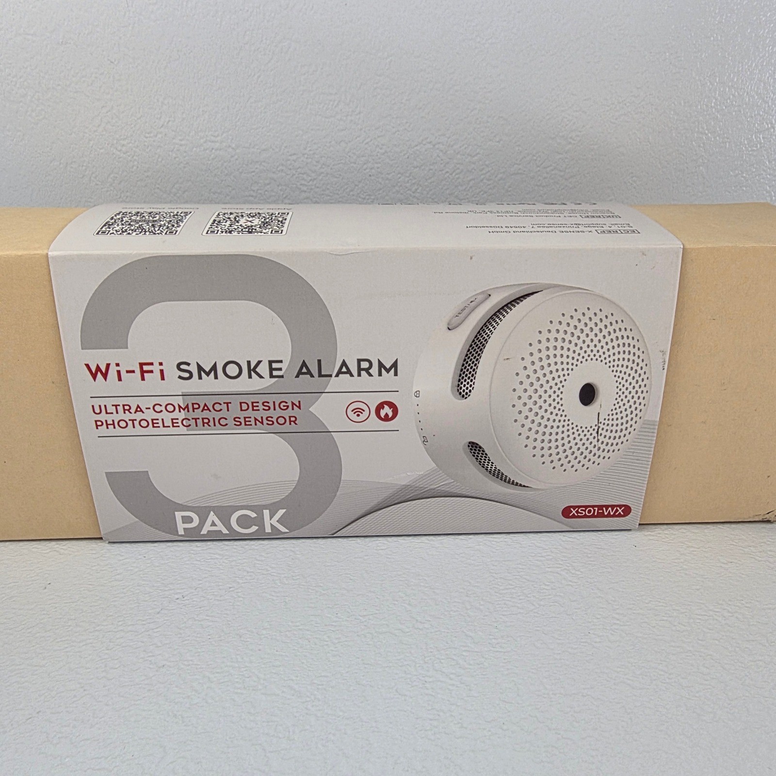 X-Sense 3 Pack Wi-Fi Smoke Alarm Photoelectric Sensor Replaceable Battery