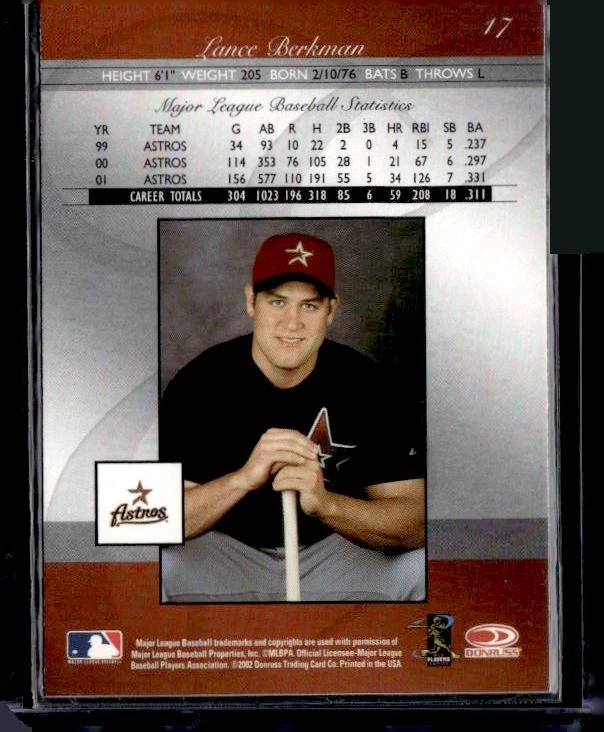 2002 Donruss Elite #17 Lance Berkman - Image 2 of 2