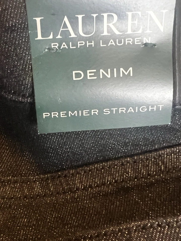 NWTLauren Ralph Lauren Heritage 牛仔牛仔裤女式 4 码 Premier 直筒黑色 — 第 3/4 张图片