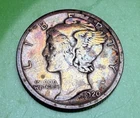 1920 P Silver Mercury Dime, Colorful Rainbow Album Toning--See Video