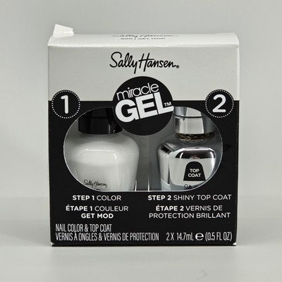 Sally Hansen Miracle Gel 900 Get Mod White Nail Polish and Top Coat Set 0.5oz