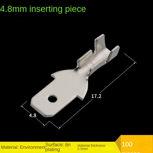 100pcs 187/4.8 Insert cold pressing end    DJ617-4.8A - Foto 2 di 2