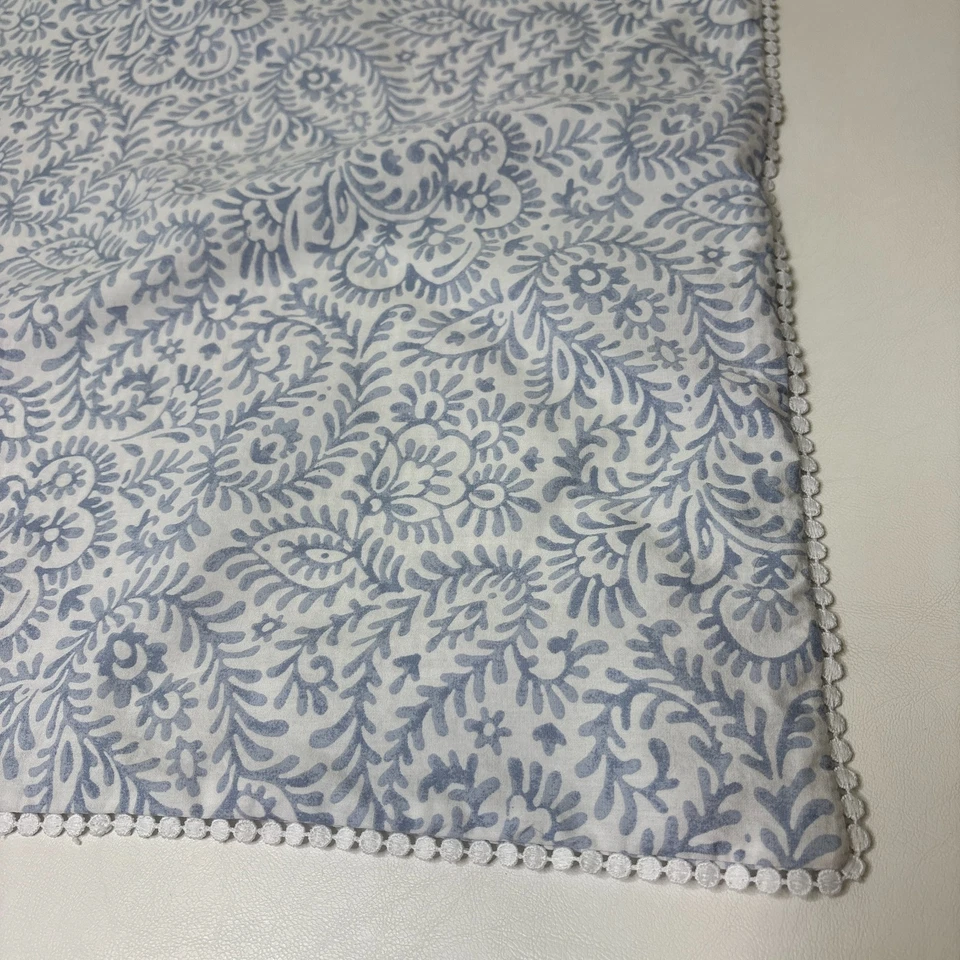 Shabby Chic Pillow Shams ONE King Cotton Blue White Paisley Striped Reversible - Image 2 of 4