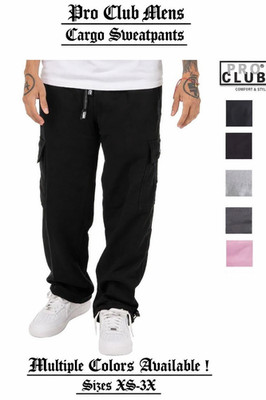 Pro Club Men's Heavyweight Fleece Cargo Sweatpants Solid Colors [L]