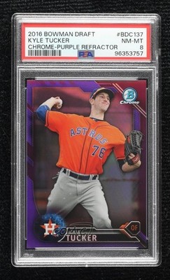 2016 Bowman Draft Chrome Top Prospects Purple Refractor Kyle Tucker PSA 8 1jp8