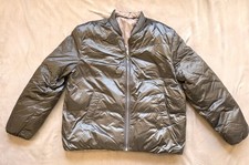 Massimo Dutti Reversible Down puffer Jacket, Khaki/Beige, Size L