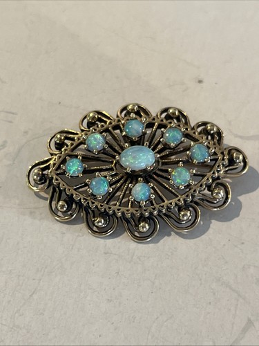 Victorian 14K Gold Australian Opal Brooch Pin