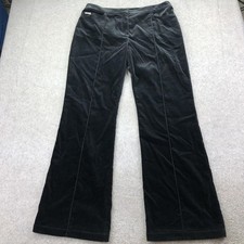St John Pants Womens 16 Black Velvet Wide Leg Pull On Dress Pockets