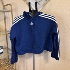 adidas Originals Trefoil 3 Stripe Cropped Hoodie Women's Small