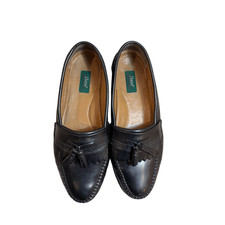 G.H. Bass Co. Weejuns Tassel Loafers, Black Leather, Men's 10D Made in Bra...