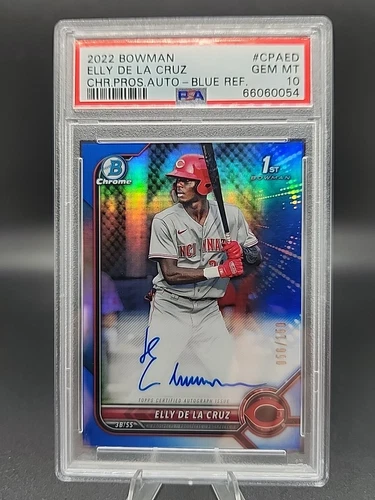 2022 Bowman Chrome Elly De La Cruz #CPAED, Blue Auto, PSA 10 GEM MT, 56/ 150, RC