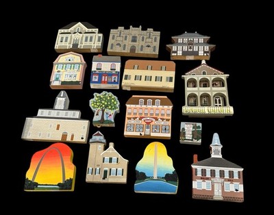 The Cat's Meow Village Mixed Wood Home Houses + More 1993 Lot Of 15 Sheila