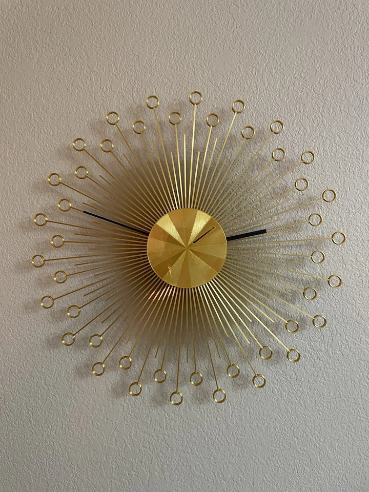 Reloj Sunburst Moderno Mediados de Siglo Vintage - Dorado - Estilo Starburst Retro Foto 4 de 4