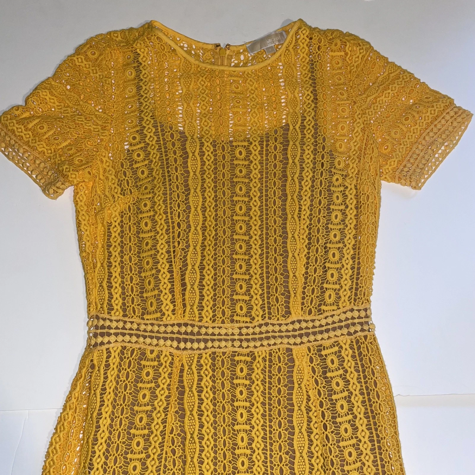 Abito Michael Kors arancione giallo manica corta lunghezza ginocchio taglia 2 (XS)