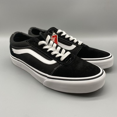Vans Shoes Mens US 8.5 Black White Ward Canvas Suede Skate Lifestyle Sneakers