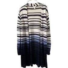 Chico size 2 blue white open front stripe