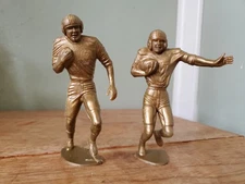 Vintage Marx Football Player Figures 1960s LOT Of 2 Gold Bronze Color