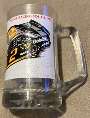 Rusty Wallace 1989 Point Champion Penske Racing South Inc. Heavy Glass Mug Stein