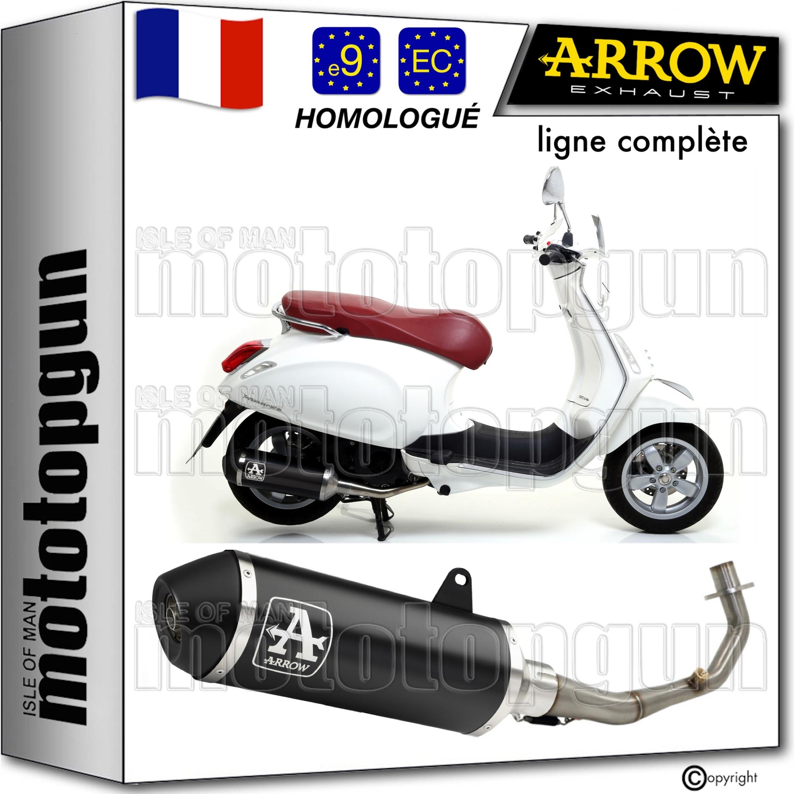 Ligne Arrow RC Urban noire pour remplacer l'échappement usé de votre Vespa 125 2014