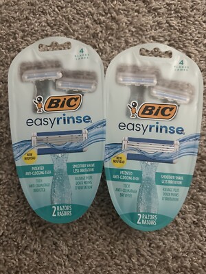 2 BIC EasyRinse Anti-Clogging Women's Disposable Razors 4 Blades 2ct Each