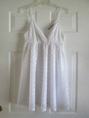 Express White Lace Dress Small Womens Spaghetti Straps Lined | eBay