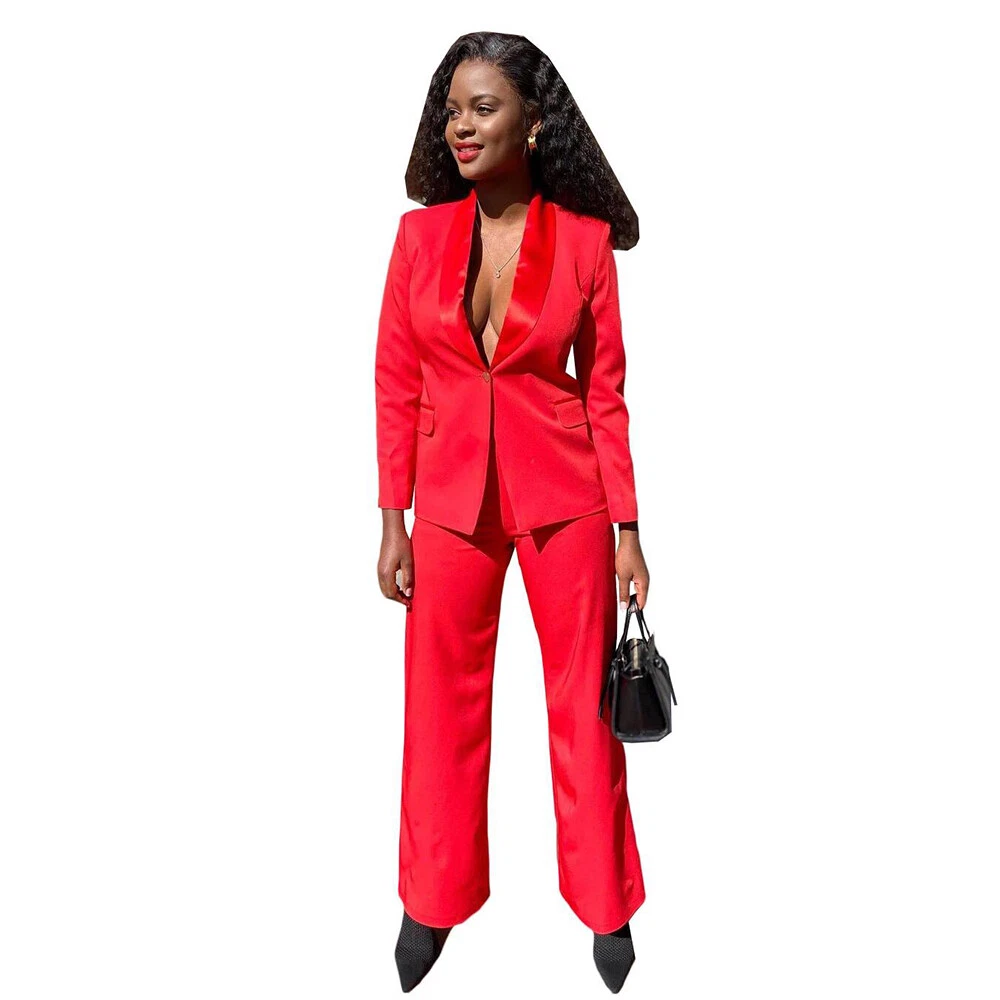 Red Formal Pantsuit for Women, Red Pants Suit for Office, Business Suit  Womens, Red Blazer Trouser Suit for Women 