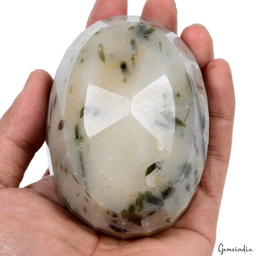 570 Gram Natural Rutilated Quartz Black Needle Untreated Oval Gemstone w/ Stand - Picture 5 of 6