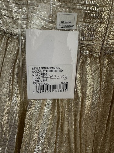 Self-Portrait Gold Tiered Midi Dress - Picture 16 of 24