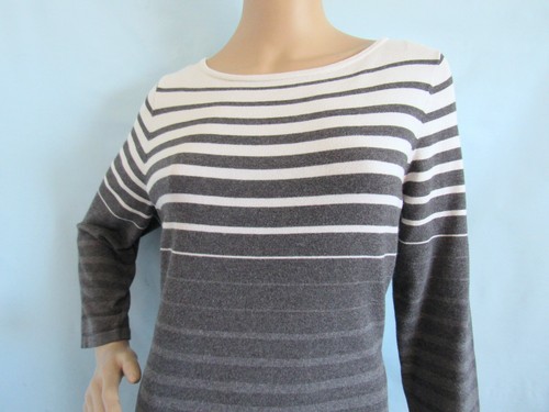 Vestido Suéter LAUREN RALPH LAUREN Talla XL Negro, Gris, Blanco Rayas Manga 3/4 - Imagen 2 de 10