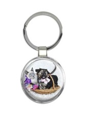 Dog  Cat : Gift Round Keychain Pet Animal Puppy Friend Cut Funny