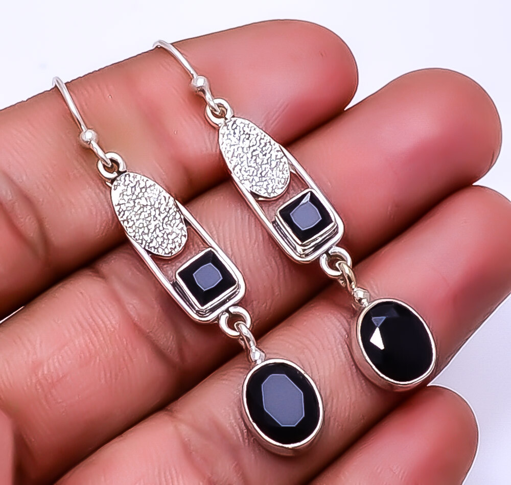 Black Onyx Designer Handmade 925 Sterling Silver Earring 2.11
