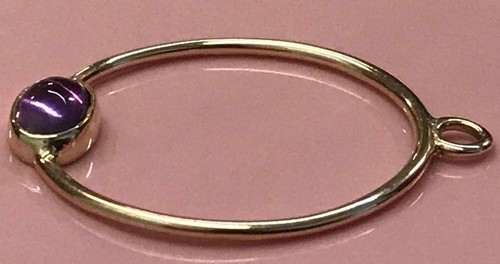 PANDORA | 14K GOLD AMETHYST HOOP EARRING ✪NEW✪ 250406AM RETIRED 585 ALE PENDANT - Picture 4 of 9