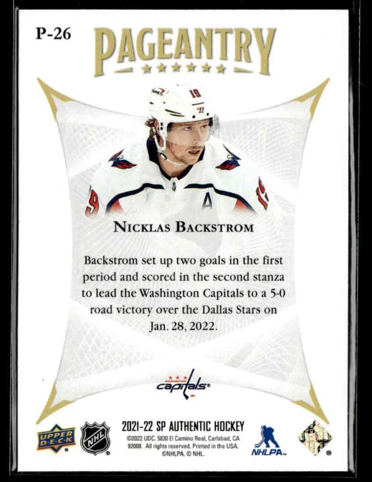 2021-22 Sp Authentic Pageantry Nicklas Backstrom #P-26 H4R3C - Image 2 of 2