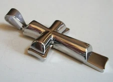 Men's Silver Finish Cross Stainless Steel Hip Hop Pendant Charm