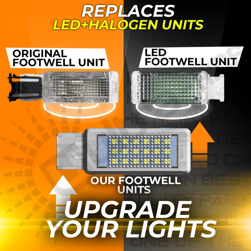 2X GOLF MK7 MK7.5 GTD GTI R LED VW RED BLUE FOOTWELL DOOR INTERIOR LIGHT SMD OEM - Image 3 of 4