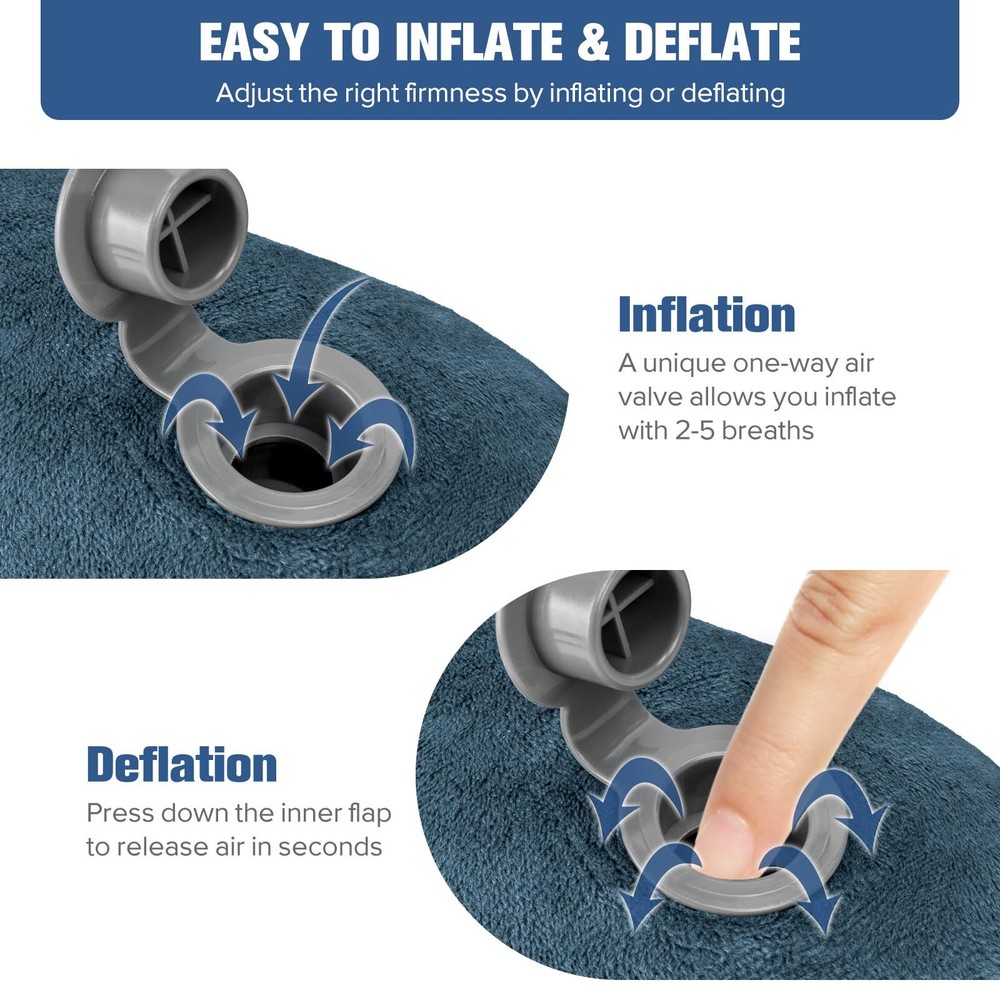 Inflatable Travel Neck Pillow for Airplane Sleeping Comfort
