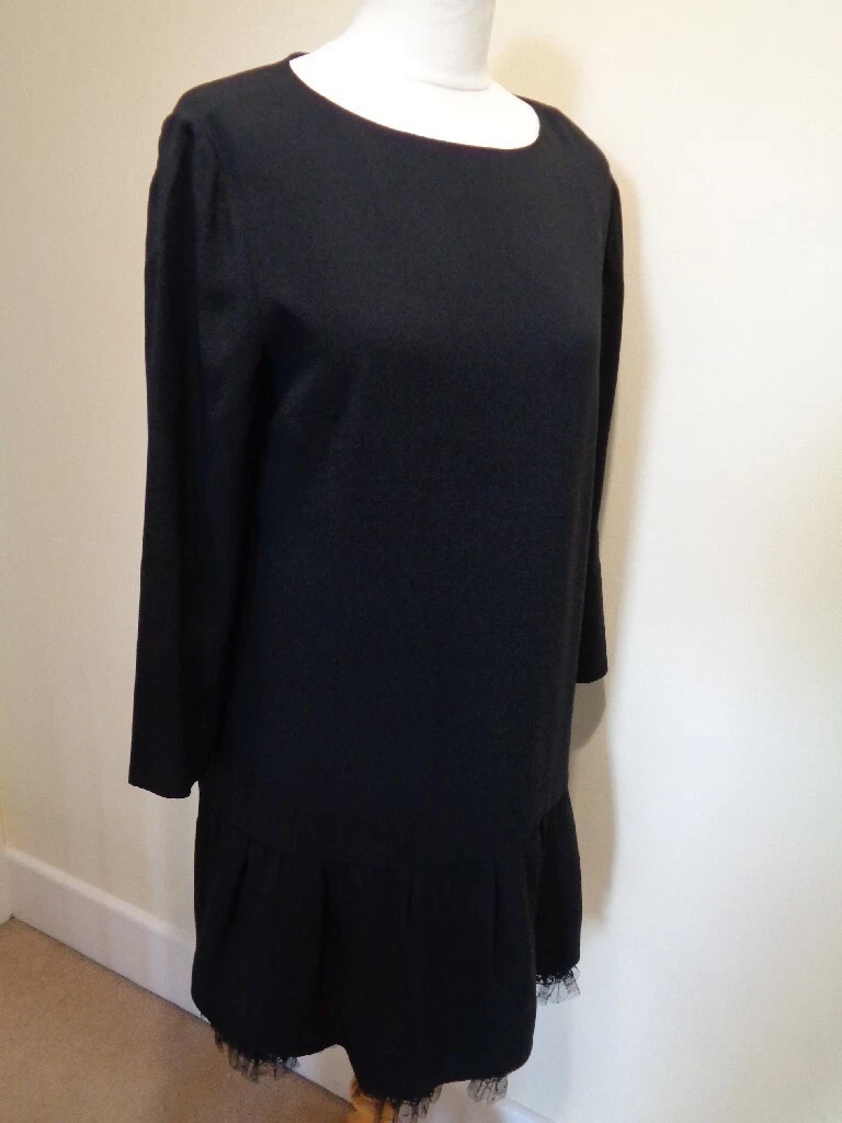 ABITO ROSSO VALENTINO NUOVO NERO CON DETTAGLIO RETE VOLANT TAGLIA 14 (46)